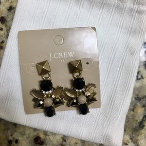 J. Crew Brass and Gem Drop Earrings with Bag